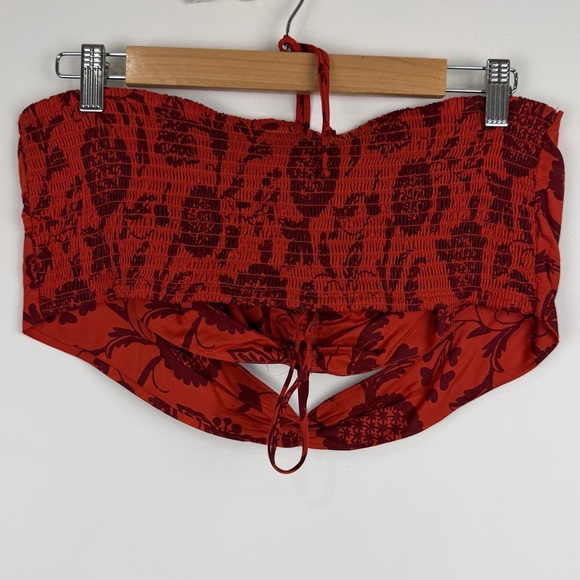 Anthropologie Two-Piece Set Beaded Bandeau Tie Front Top & Smocked Mini Skirt XL - Picture 10 of 11